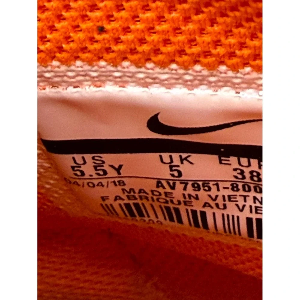 Nike Air Force 1 High LV8 GS Just Do It AV7951-800 Kids 5.5 Sneaker Orange Shoes